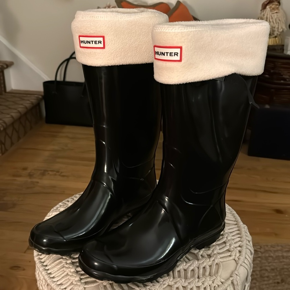 Hunter Rain boots - black glossy size 10